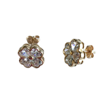 14K Gold & Premium Cubic Zirconia Clover Stud Earrings