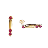 4K Gold Dangle Earrings with Lap Created Color Stone Accents