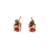 14K Yellow Gold Lap Created Color Stone Stud Earrings