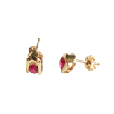 14K Yellow Gold Lap Created Color Stone Stud Earrings