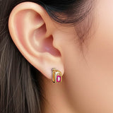 14K Yellow Gold Lap Created Color Stone Stud Earrings