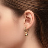 14K Gold Hoop Earrings with Gold Ball Charm