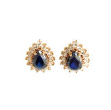 14K Gold Pear-Cut Lap Created Color Stone Stud Earrings