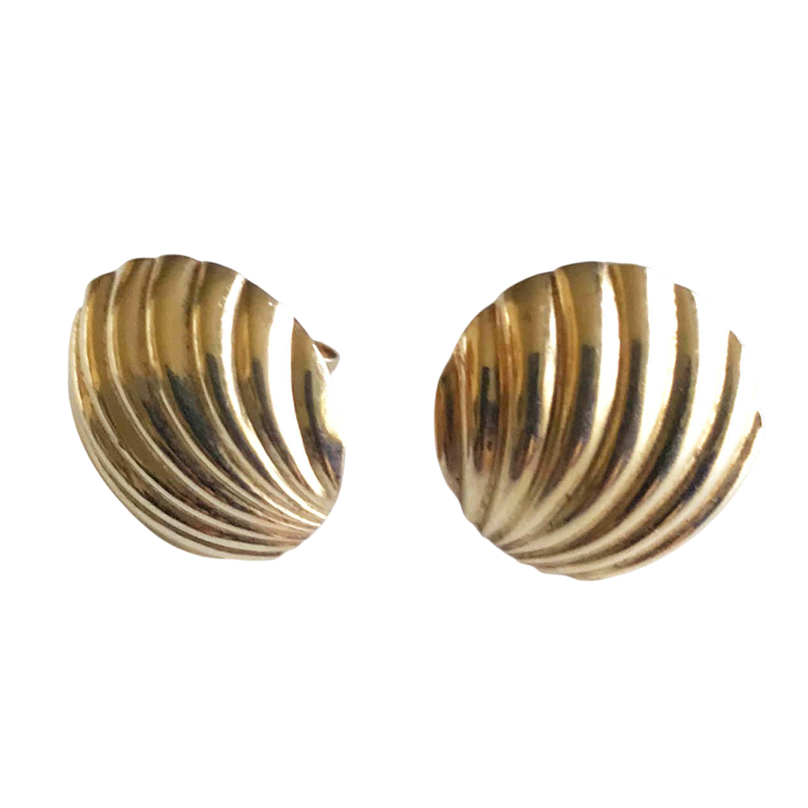 14K Gold Fluted Half-Hoop Earrings