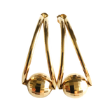 Elegant 14K Gold Teardrop Earrings with Polished Sphere Accent