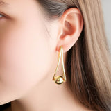 Elegant 14K Gold Teardrop Earrings with Polished Sphere Accent