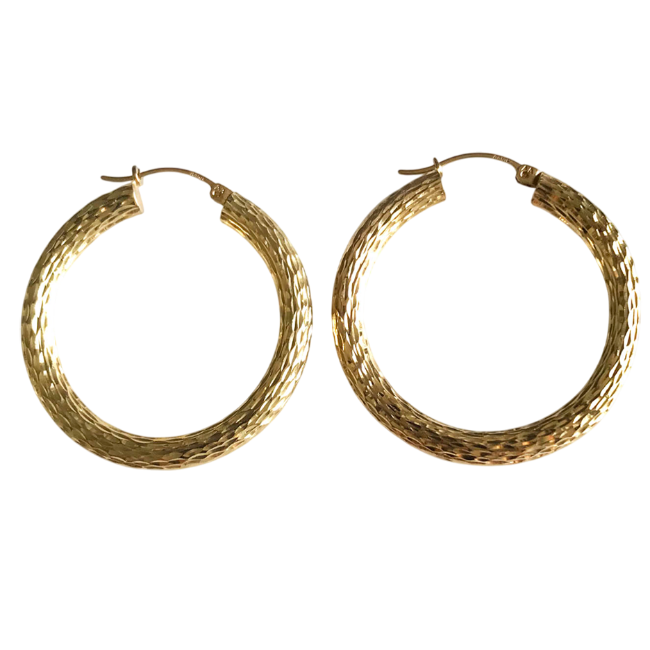 Elegant 14K Gold Wide Hoop Earrings