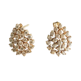 14K Gold Teardrop Pave Brilliant-cut Stones Cluster Stud Earrings