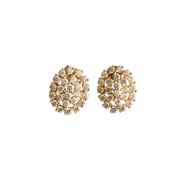 14K Gold Brilliant-Cut Stone Cluster Stud Earrings