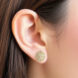 14K Gold Brilliant-Cut Stone Cluster Stud Earrings