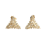 Dazzling 14K Gold Stones Cluster Triangle Stud Earrings