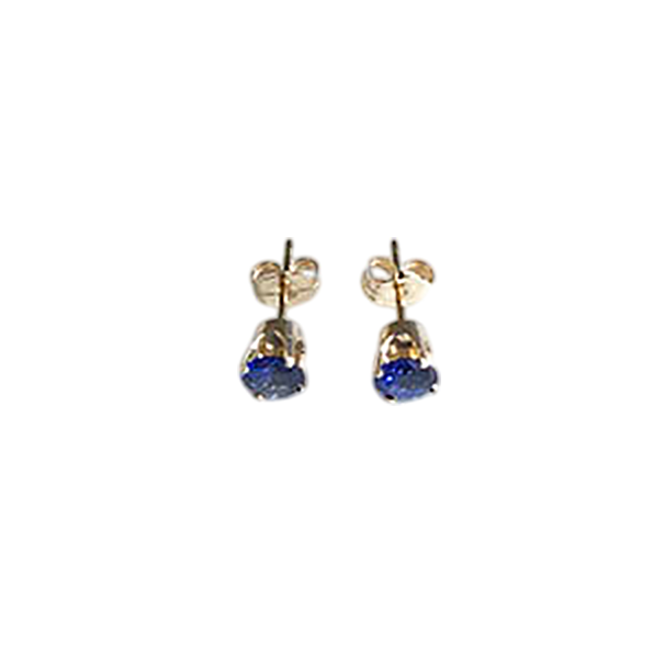 14K Gold Round Lap Created Color Stone Stud Earrings