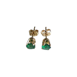 14K Gold Round Lap Created Color Stone Stud Earrings