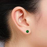 14K Gold Round Lap Created Color Stone Stud Earrings