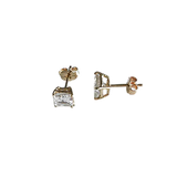 14K Gold Square Premium Cubic Zirconia Stud Earrings