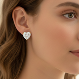 14K Gold Premium Cubic Zirconia and Amethyst Square Halo Stud Earrings