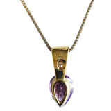 14K Gold Box Chain Necklace with Marquise-Cut Amethyst Pendant