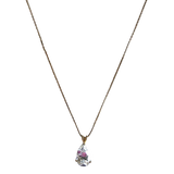14k Gold Long Length Necklace with Pear-Shaped Premium Cubic Zirconia Pendant