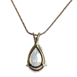 14k Gold Long Length Necklace with Pear-Shaped Premium Cubic Zirconia Pendant