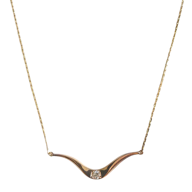 14K Gold V-Shape Diamond Accent Necklace