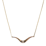 14K Gold V-Shape Diamond Accent Necklace