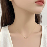 14K Gold V-Shape Diamond Accent Necklace