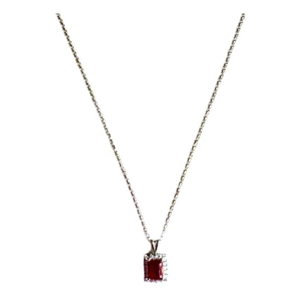 Elegant Sterling Silver Necklace with Lap Created Color Stone Pendant