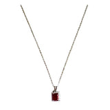 Elegant Sterling Silver Necklace with Lap Created Color Stone Pendant