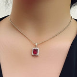 Elegant Sterling Silver Necklace with Lap Created Color Stone Pendant