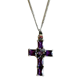 Amethyst Cross Pendant on Silver Chain