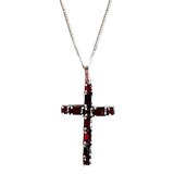 Sterling Silver Garnet Cross Pendant Necklace