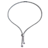 Dazzling Sterling Silver Top Grade Premium Cubic Zirconia Lariat Necklace