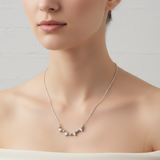 Sterling Silver Marquise Crown Spike Necklace