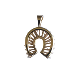 14K Gold Baguette Cut Stones Horseshoe Pendant