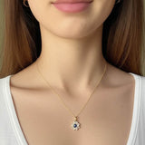 14K Gold Lap Created Color Stone and Sparking Stones Cluster Flower Charm