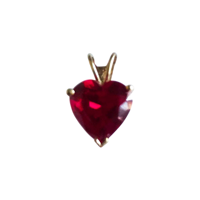 14K Gold Heart-Shaped Lap Created Color Stone Charm
