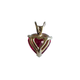 14K Gold Heart-Shaped Lap Created Color Stone Charm