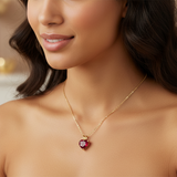 14K Gold Heart-Shaped Lap Created Color Stone Charm