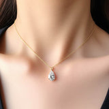 14K Gold Premium Cubic Zirconia Pear-Shaped Pendant