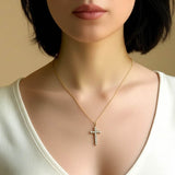 14k Gold Premium Cubic Zirconia Cross Pendent