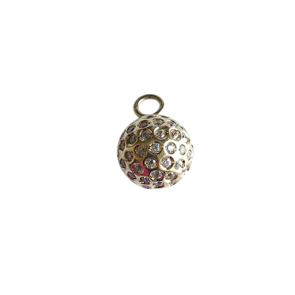 14K Gold Pave Sparkling Stones Ball Pendant