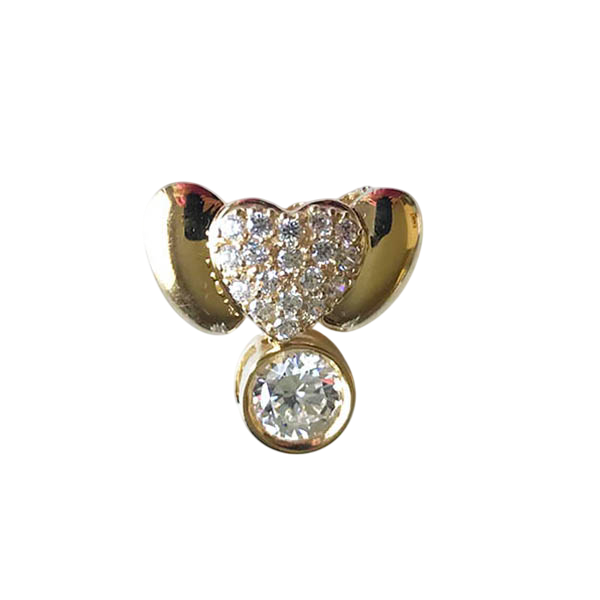 "14K Gold Heart & Solitaire Drop Pendant"