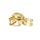 "14K Gold Heart & Solitaire Drop Pendant"