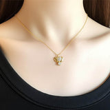 "14K Gold Heart & Solitaire Drop Pendant"