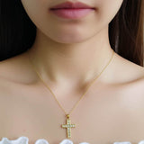 14K Gold and Sparking Stones Cross Pendant