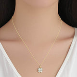 14K Gold & Brilliant Stones Four-Leaf Clover Charm