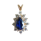 14K Gold Pear-Cut Lap Created Color Stone Pendant