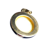 14K Gold Natural Half-Pearl & Onyx Sparking Stone Accent Pendant