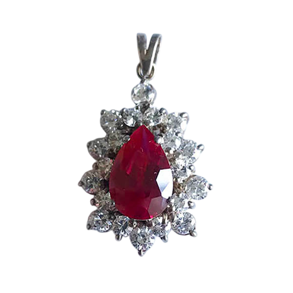 Sterling Silver Pear-Cut  Lap Created Color Stone Pendant