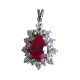 Sterling Silver Pear-Cut  Lap Created Color Stone Pendant